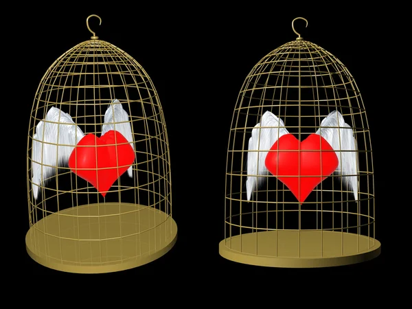 红翼笼中的心 — 图库照片