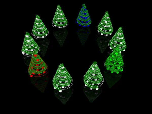 Abstracte Spiraal Kerstbomen — Stockfoto