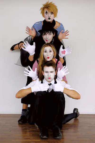 Four Mime Actors Action — Stock Photo, Image