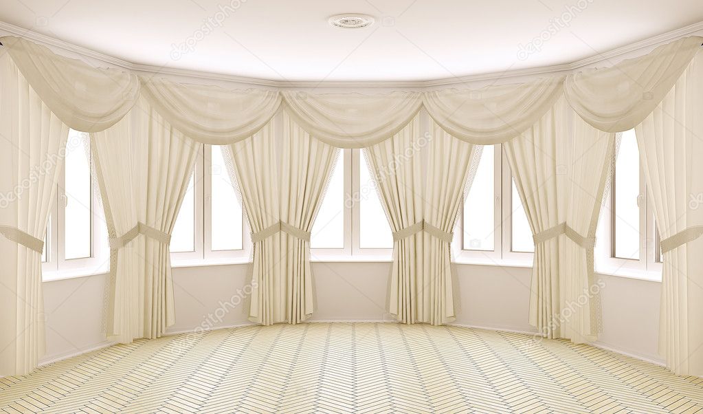 Classical interior with curtains