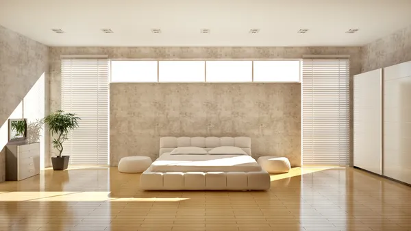 现代室内装饰的一间卧室 — 图库照片