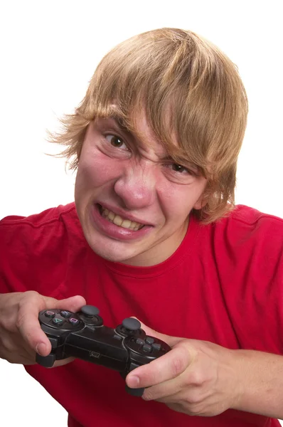 Молодой сердитый геймер — стоковое фото