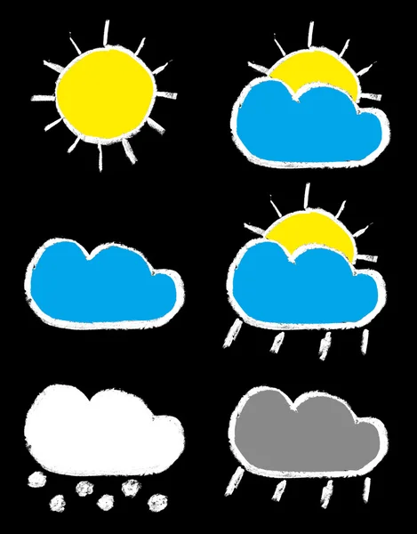 Previsão meteorológica giz ícones conjunto — Fotografia de Stock