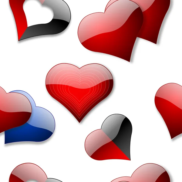 Seamless Valentine Glossy Colored Hearts Wallpaper Background — Stock Photo, Image