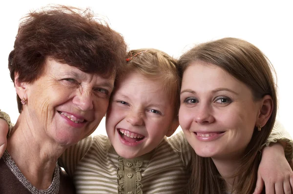 Großmutter Tochter Und Enkelin Porträt Isoliert Über Weißem Hintergrund — Stockfoto