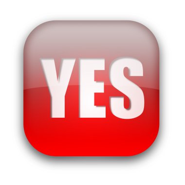 Glossy YES button isolated over white background clipart