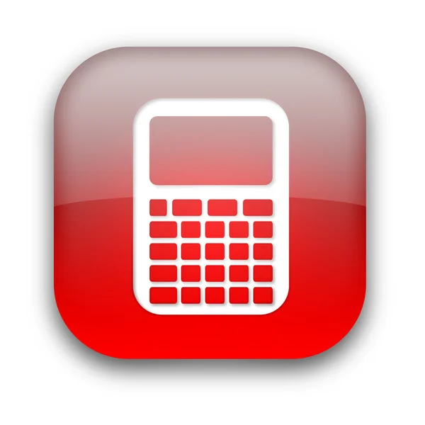 Glossy Calculator Icon Button Isolated White Background — Stock Photo, Image