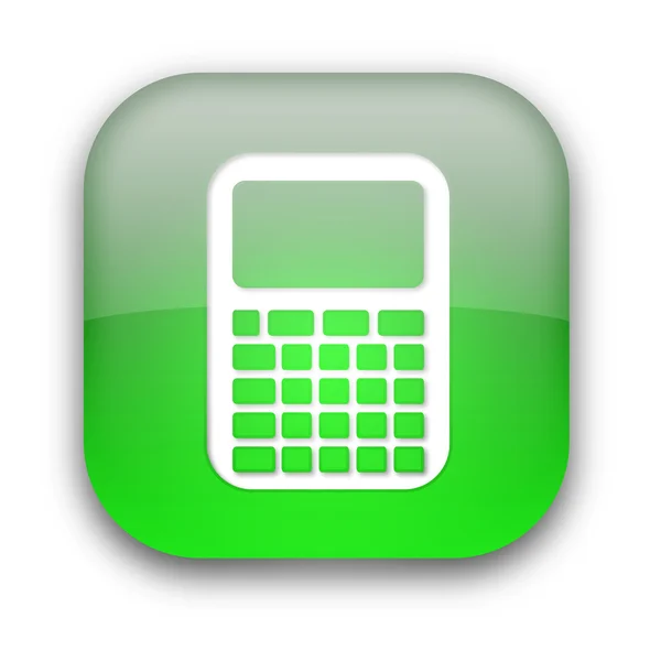 Kalkulator Błyszczący Ikona Przycisku Białym Tle Nad Białym — Zdjęcie stockowe