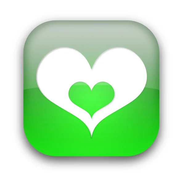 Glansigt Hjärtat Symbol Knappen Isolerade Över Vit Bakgrund — Stockfoto