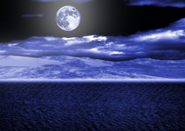 Full moon image with water clipart