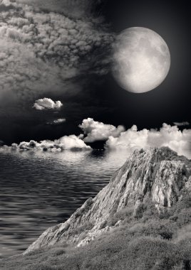 Full moon image with water clipart