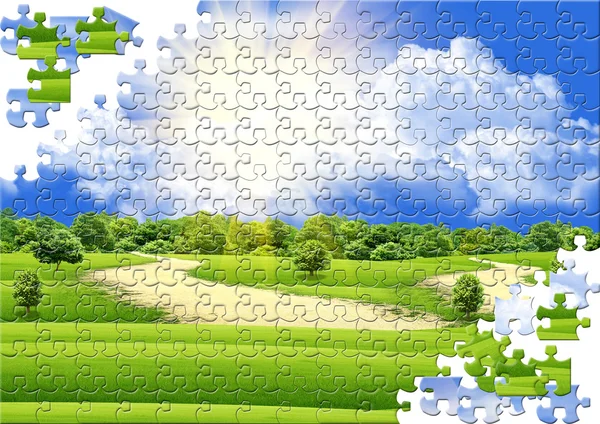 Puzzle com um campo — Fotografia de Stock