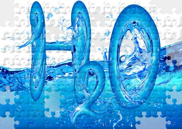 水的化学公式收集从谜题 — 图库照片