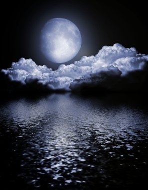 Full moon image with water clipart