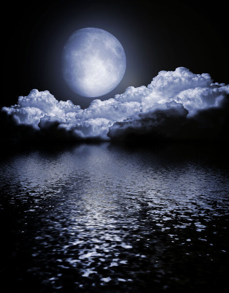 Full moon image with water
