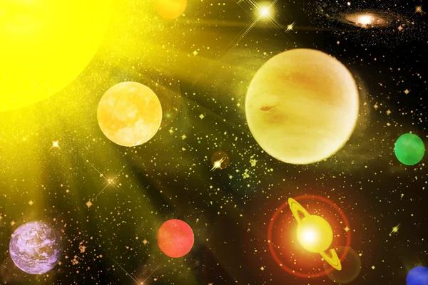 Planeterna i stjärna himlen — Stockfoto