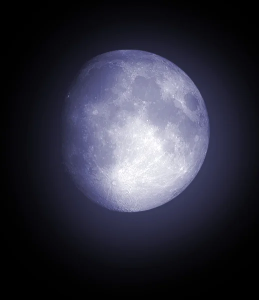 Повний Місяць Нічному Чорному Небі — стокове фото