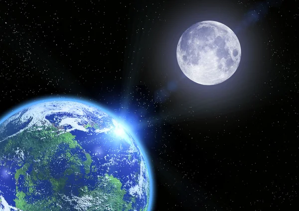 Mond und Erde lizenzfreie Stockfotos