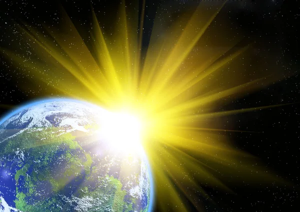 Representation of the sun and the earth — Stock Photo, Image