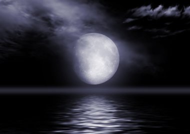 Full moon image with water clipart