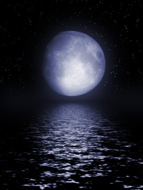 Full moon image with water clipart