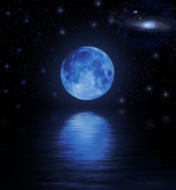 Full moon reflected in water clipart