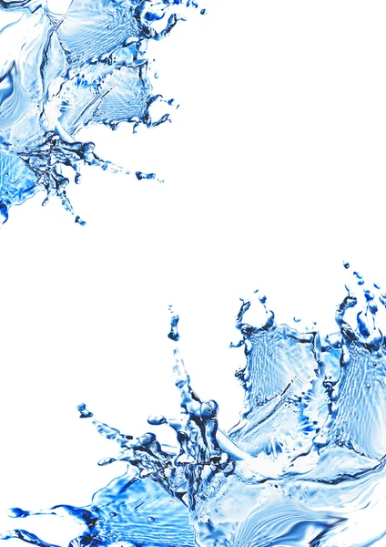 Синяя вода и брызги воды — стоковое фото