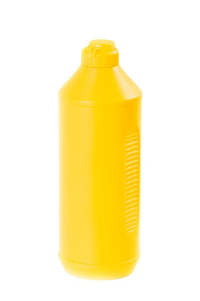 Yellow bottle with dishcleaner — Stock Photo, Image