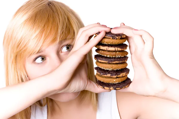 Mladá žena s cookies — Stock fotografie