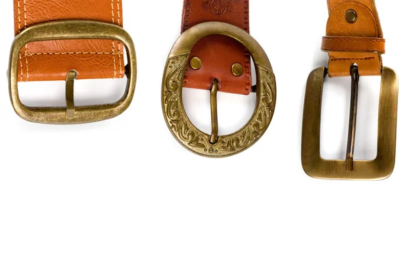 Three brown leather belts — Stock Photo, Image