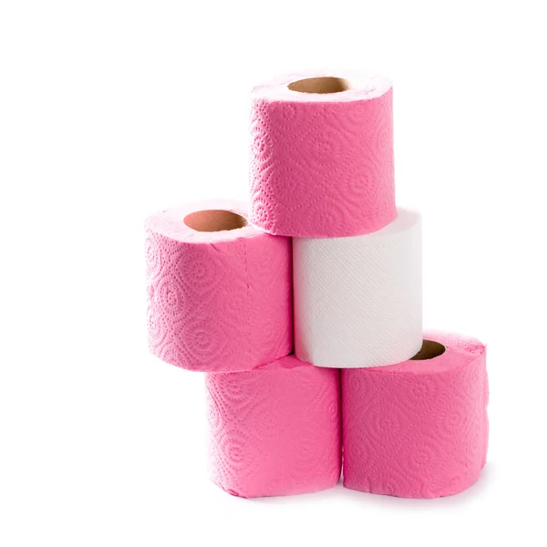 Fünf Toilettenpapierrollen — Stockfoto