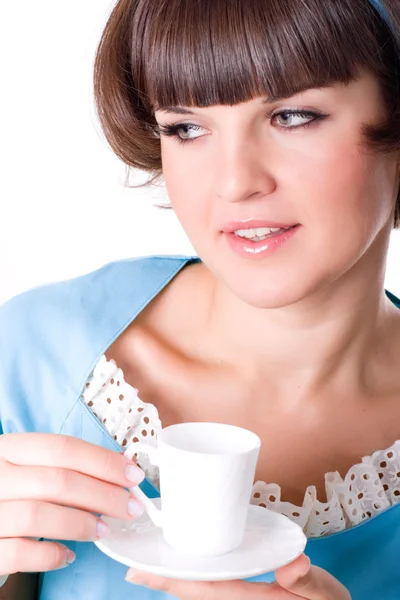 Mujer joven disfrutando de una taza de café —  Fotos de Stock