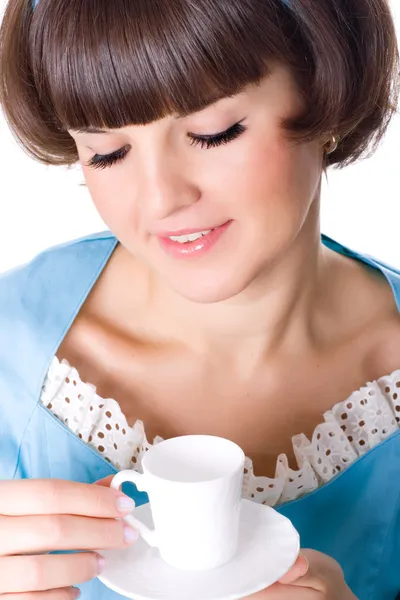 Woman enjoying a cup of coffee — Stock Photo, Image