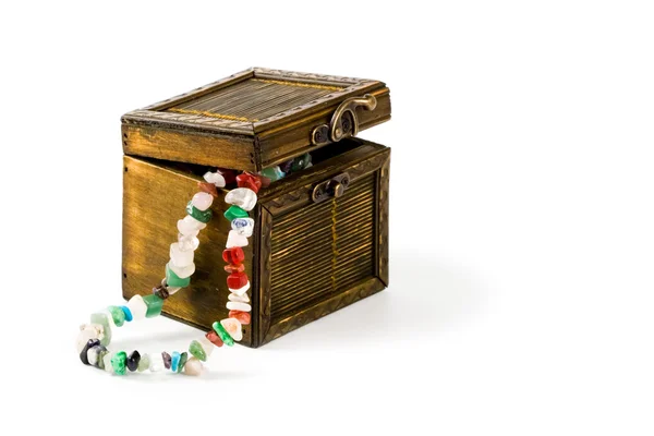 Drewniane pudełko z Moda Koraliki — Zdjęcie stockowe
