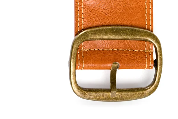 Brązowy pas z brązu klamra — Zdjęcie stockowe