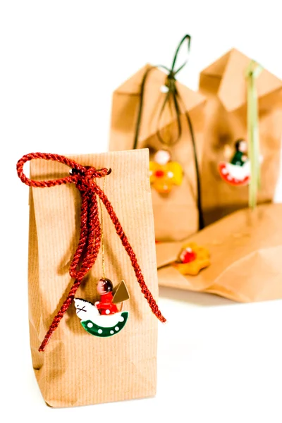 Gift bags with decorations — Stock Photo, Image