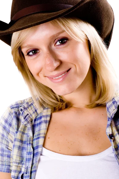 Femme occidentale en chapeau de cow-boy — Photo