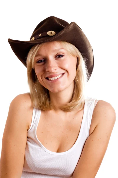 Vrij westerse vrouw in hoed — Stockfoto
