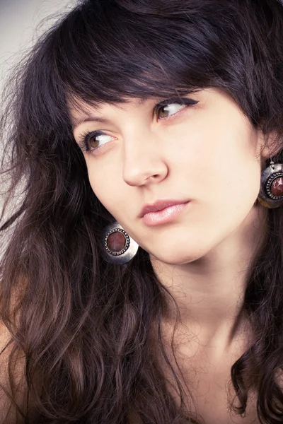 Closeup Portrait Young Attractive Woman — Stock Photo, Image
