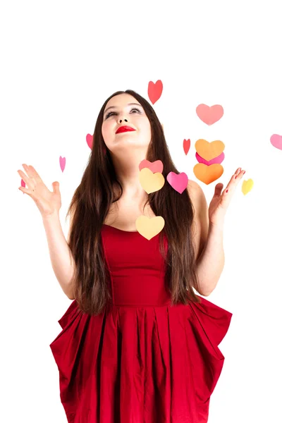 Woman in red on Valentine's day — Stock Photo, Image