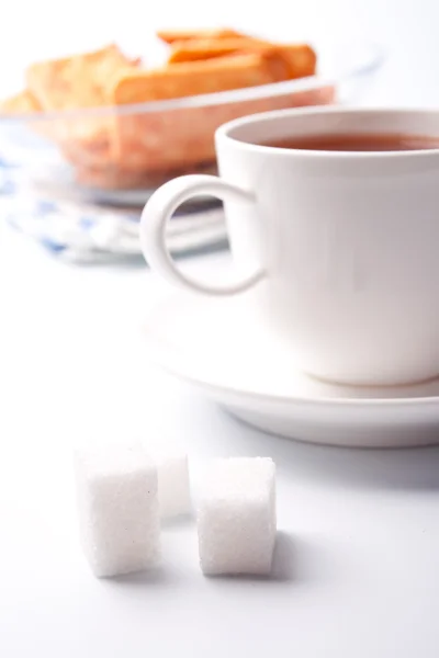一杯の砂糖、紅茶、クッキー — ストック写真
