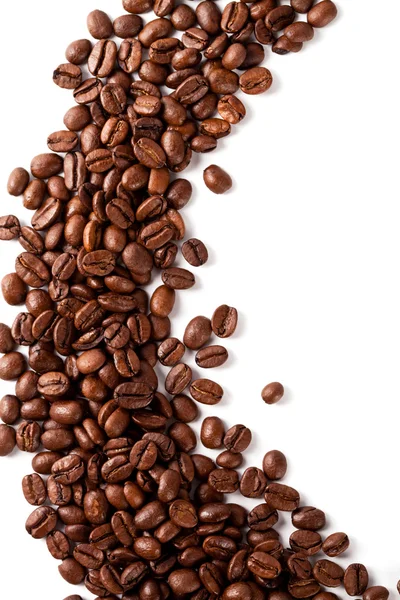 Kaffebönor Närbild Vit Bakgrund — Stockfoto