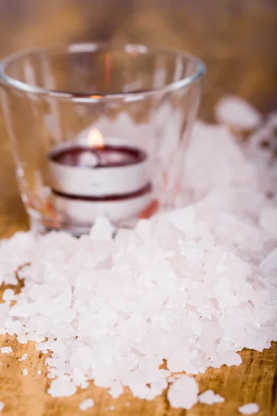 Θαλασσινό αλάτι και κερί — Φωτογραφία Αρχείου