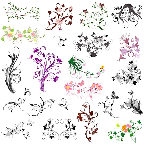 Black and white flowers angle set — Stock Vector © joinanita #5797000