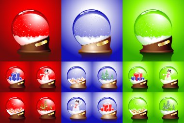 Winter set of glass balls clipart