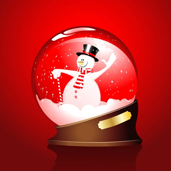 Winter bol met een sneeuwpop — Stockvector