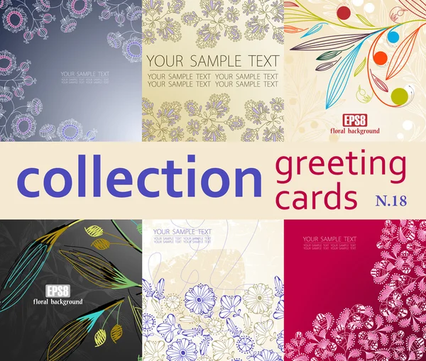 Colección tarjetas de felicitación — Vector de stock