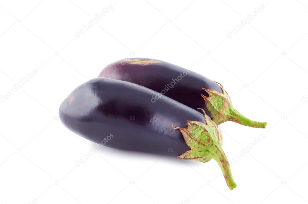 Two aubergine isolated on white background.