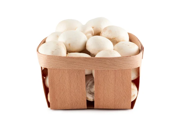 Mushrooms in box isolated on white background. — Stock Photo, Image