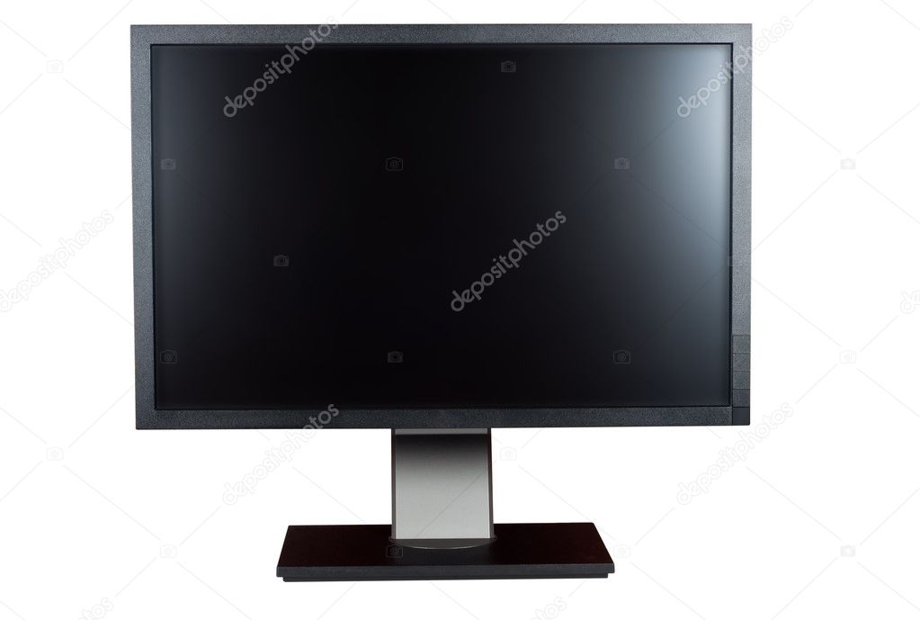Computer monitor isolated white background clipping path.